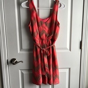 Coral and beige dress